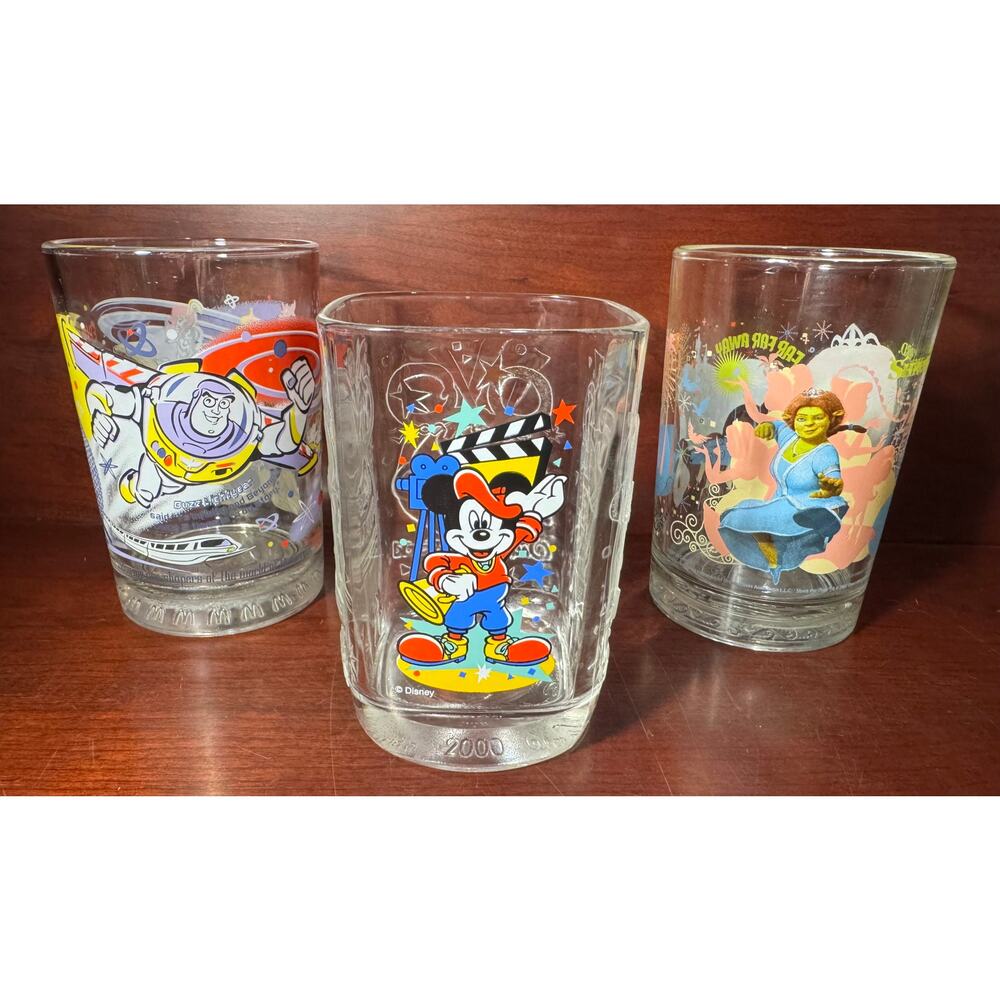 McDonald's Set Of 3 Collector Drinking Glasses Vintage Walt Disney World